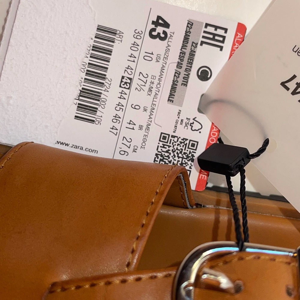 Zara Chestnut Cross Strap Sandals - Picture 12 of 12